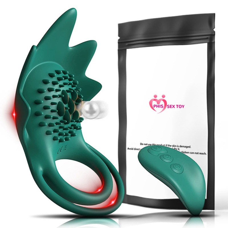 Double Cock Ring Vibrator Rose Clit Stimulator with Remote