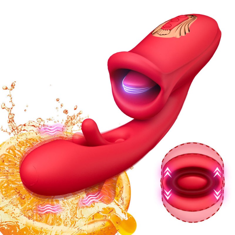 G Spot Dildo Flapping Vibrator Tongue Licking Clitoral Stimulator5