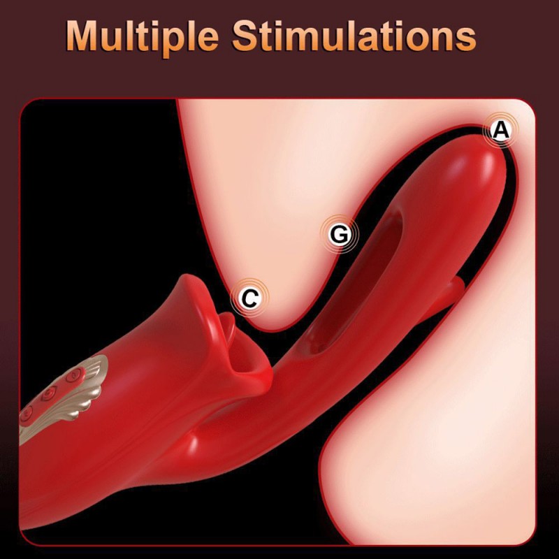 G Spot Dildo Flapping Vibrator Tongue Licking Clitoral Stimulator