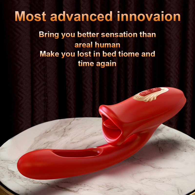 G Spot Dildo Flapping Vibrator Tongue Licking Clitoral Stimulator4