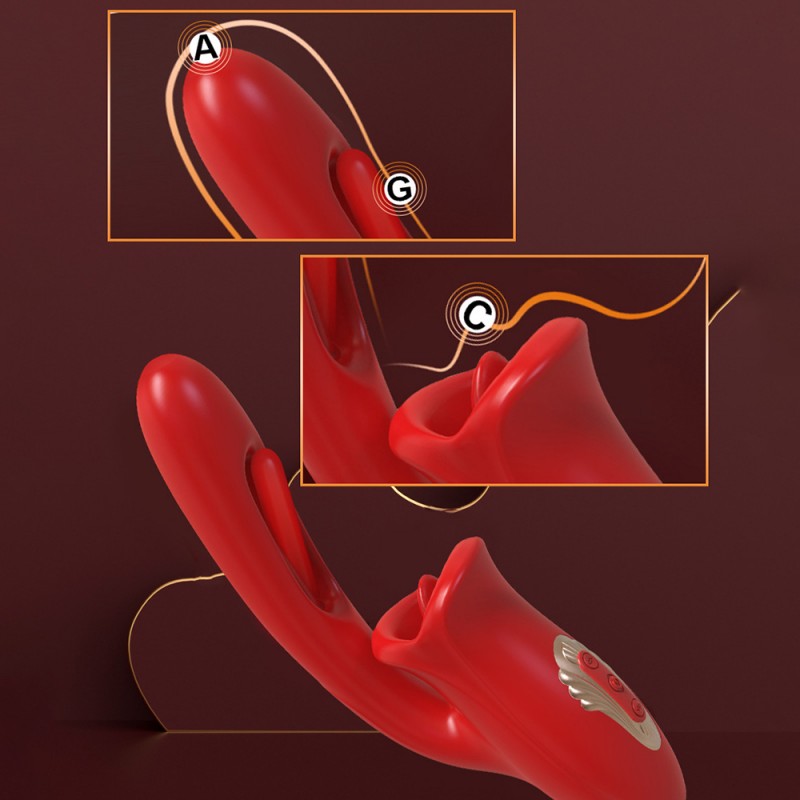 G Spot Dildo Flapping Vibrator Tongue Licking Clitoral Stimulator3