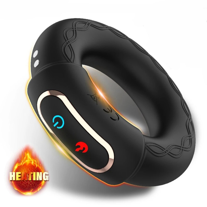 Vibrating Cock Ring Heating Male Masturbator with APP Control5