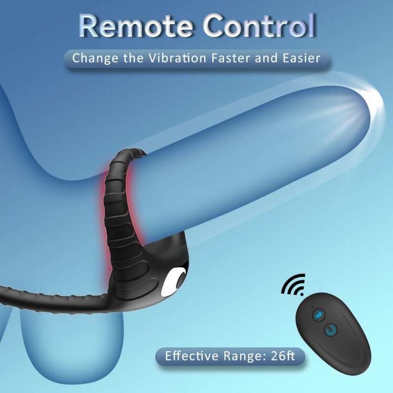 Vibrating Cock Ring with Anal Beads Remote Control