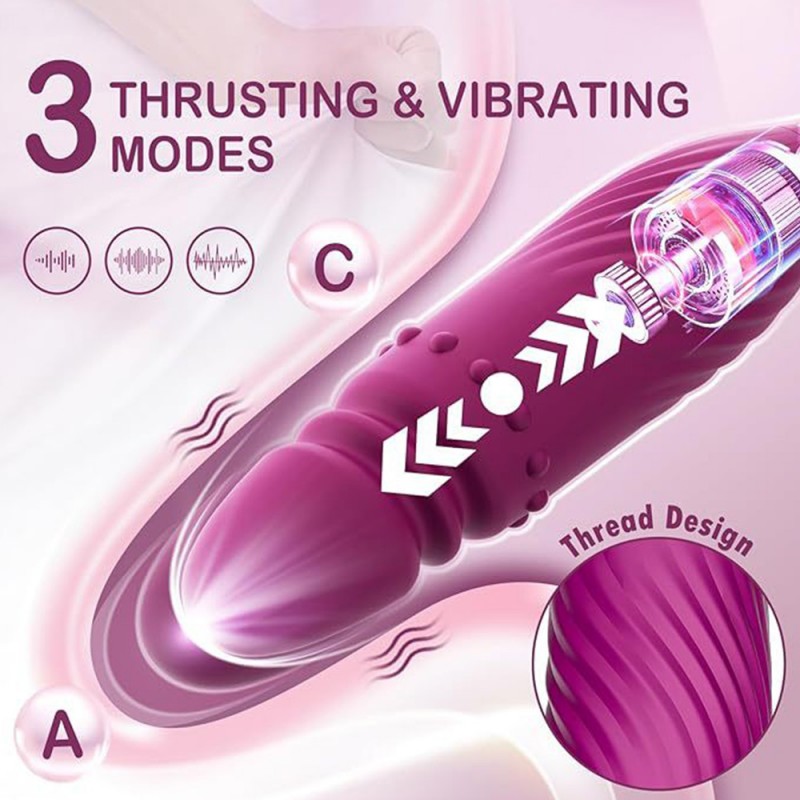 Rose Licking Sucker Vibrator with Thrusting Dildo G-spot Targeting