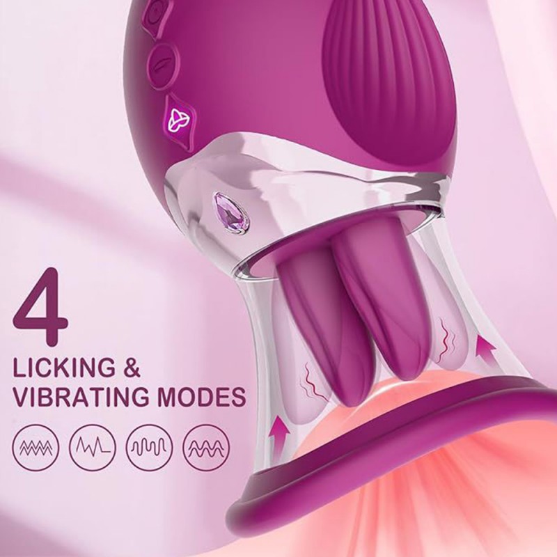 Rose Licking Sucker Vibrator with Thrusting Dildo G-spot Targeting