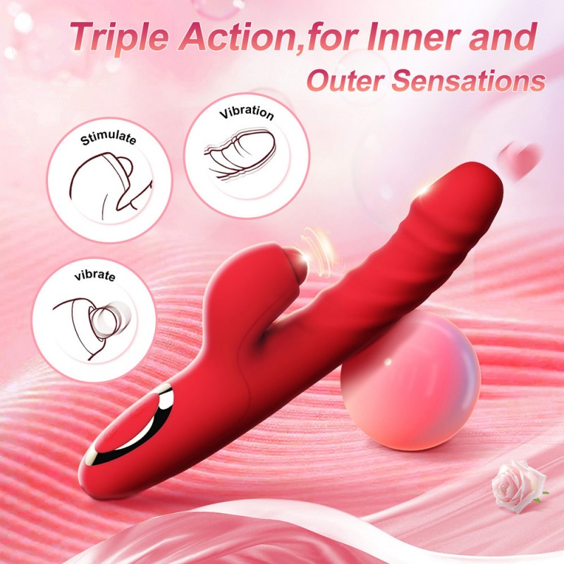 Thrusting Dildo Tapping Rabbit Vibrator with 10 Vibration & 7 Thrust Modes1