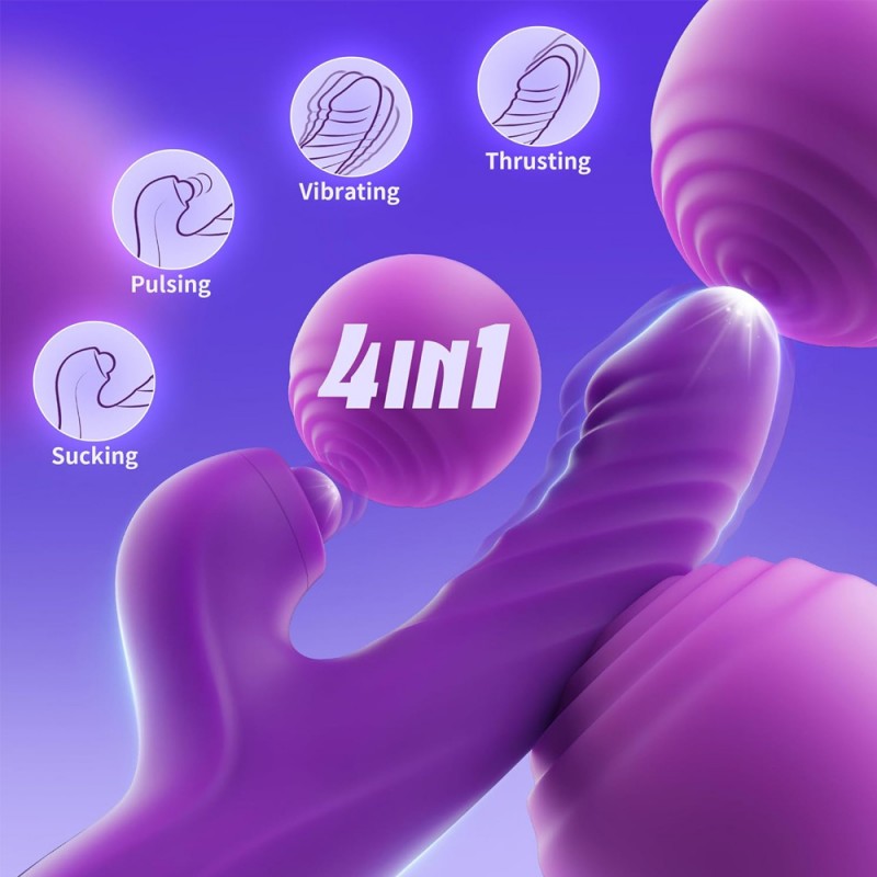 Thrusting Dildo Tapping Rabbit Vibrator with 10 Vibration & 7 Thrust Modes5