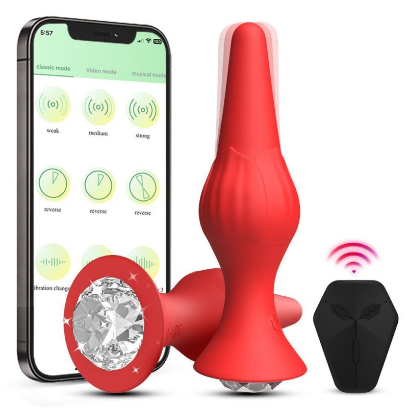 Vibrating Butt Plug Rose Sex Toys Vibrator Adult Toys with Diamond Jewelry for Women
