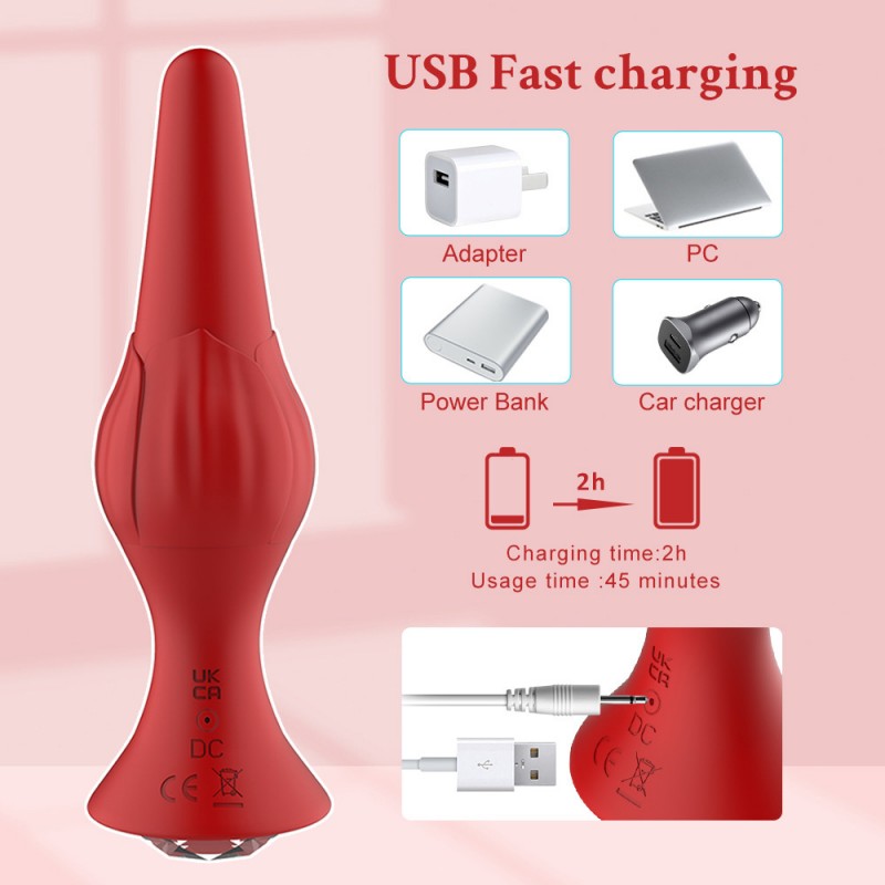 Vibrating Butt Plug Rose Sex Toys Vibrator Adult Toys with Diamond Jewelry for Women