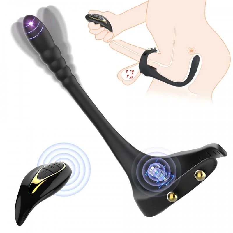 Cock Ring Vibrator with Prostate Massager Wireless Remote Control
