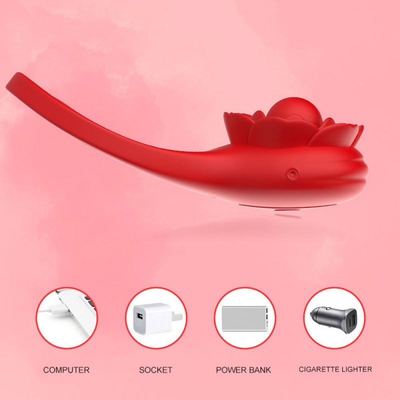 Vibrating Cock Ring Rose Sex Toys Penis Ring with App Control