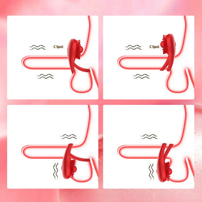 Vibrating Cock Ring Rose Sex Toys Penis Ring with App Control