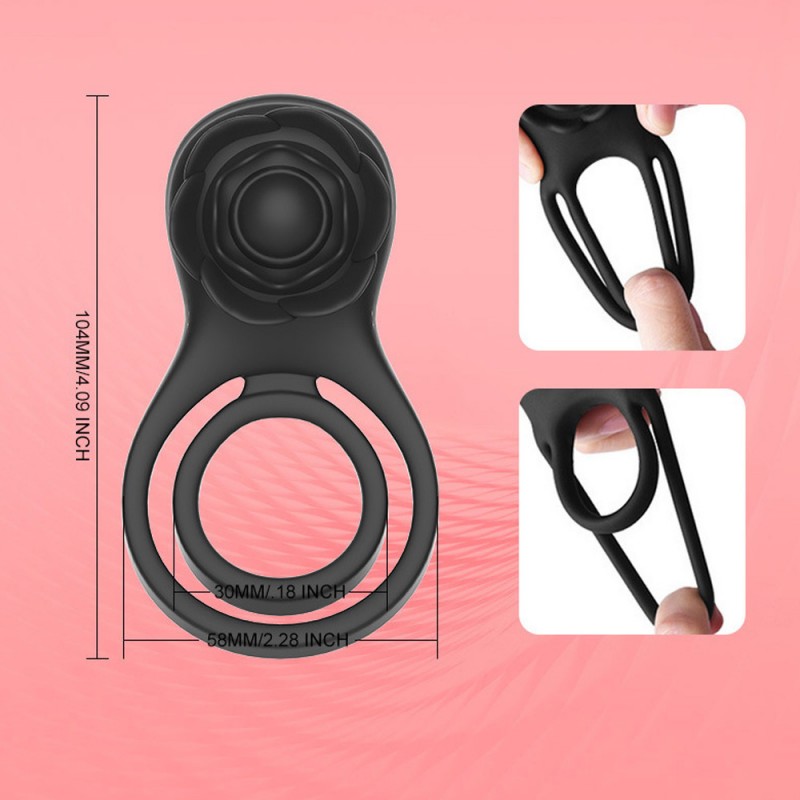 Vibrating Cock Ring Rose Sex Toys Penis Ring with App Control