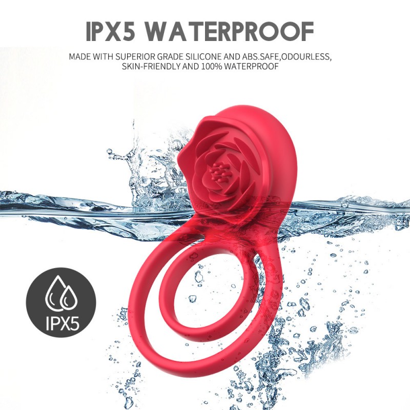 Vibrating Cock Ring Rose Vibrator Clitoral Stimulator for Couples5