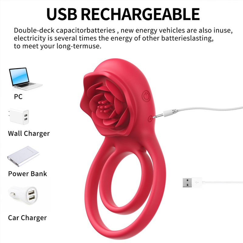 Vibrating Cock Ring Rose Vibrator Clitoral Stimulator for Couples4
