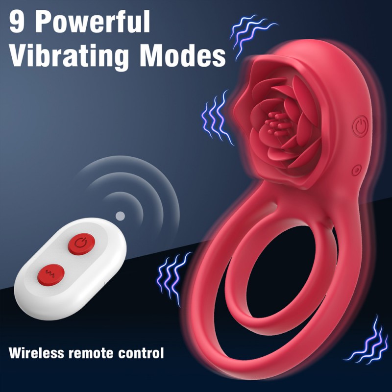 Vibrating Cock Ring Rose Vibrator Clitoral Stimulator for Couples1