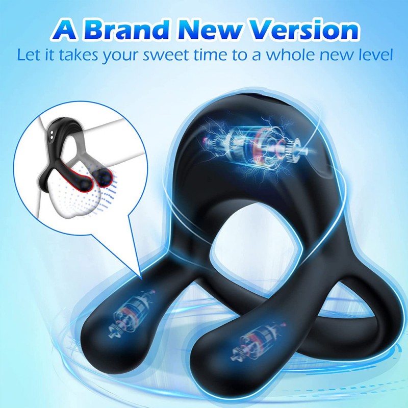 Vibrating Cock Ring Silicone Stretchy Penis Rings with 10 Vibrations