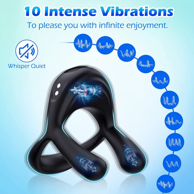 Vibrating Cock Ring Silicone Stretchy Penis Rings with 10 Vibrations