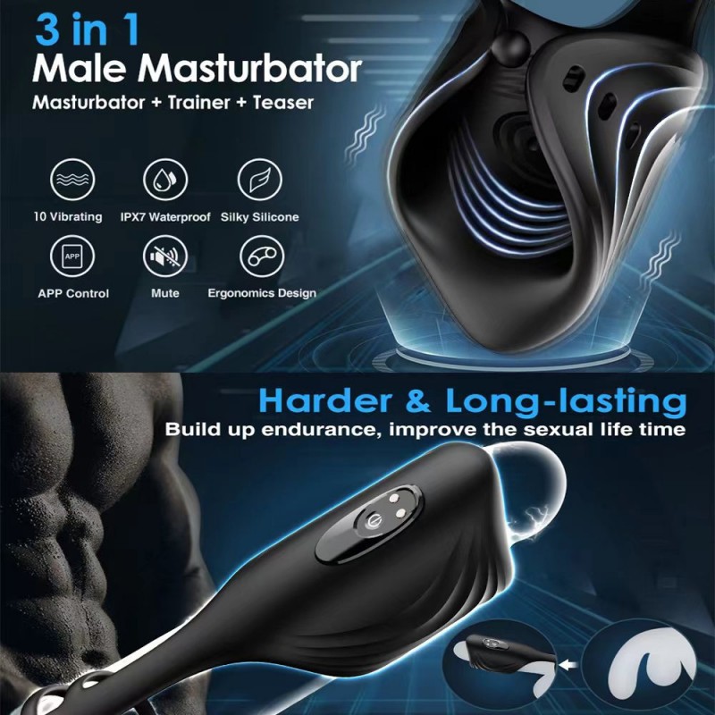 Cock Ring Vibrator Penis Trainer Male Sex Toy with APP Control5