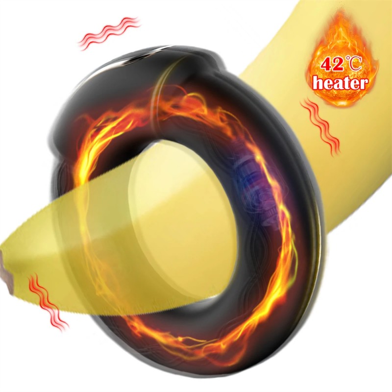Vibrating Cock Ring Heating Male Masturbator with APP Control6