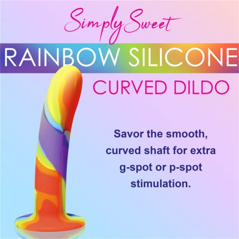 Simply Sweet Rainbow Silicone 6.75 Inch Dildo With Suction Cup