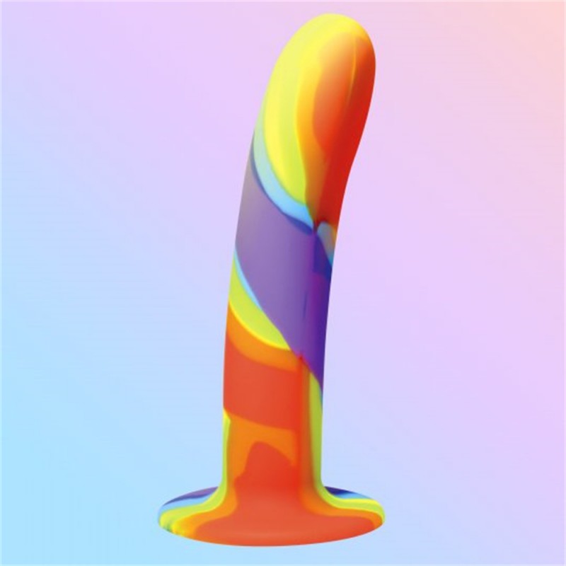 Simply Sweet Rainbow Silicone 6.75 Inch Dildo With Suction Cup