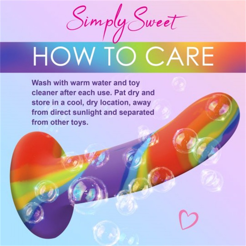 Simply Sweet Rainbow Silicone 6.75 Inch Dildo With Suction Cup