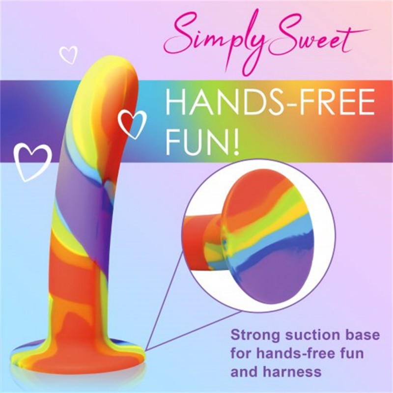 Simply Sweet Rainbow Silicone 6.75 Inch Dildo With Suction CupSimply Sweet Rainbow Silicone 6.75 Inch Dildo With Suction Cup