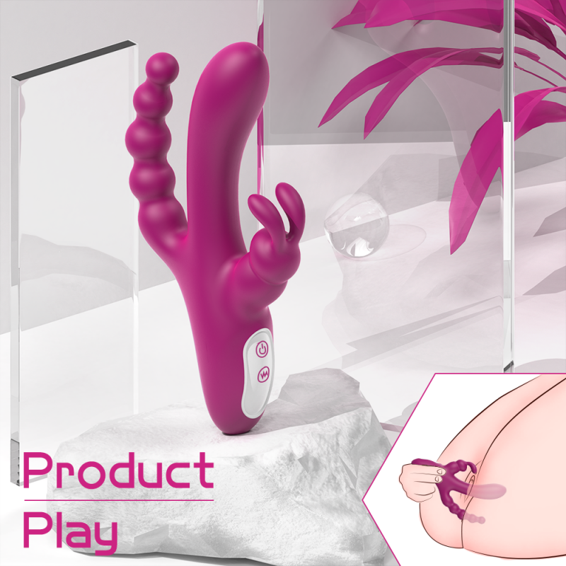 S-Hande Rabbit Vibrator With Beads Anal Plug Triple Motor Vibration