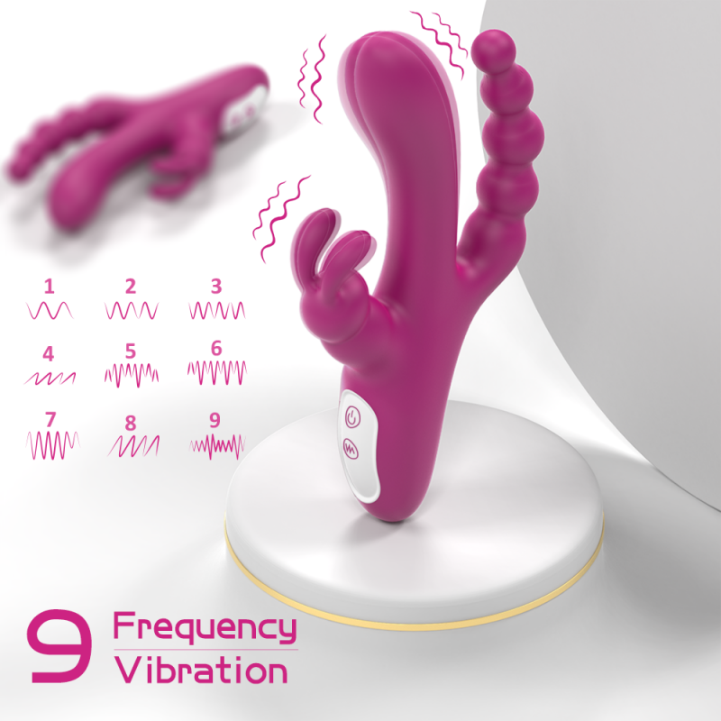 S-Hande Rabbit Vibrator With Beads Anal Plug Triple Motor Vibration