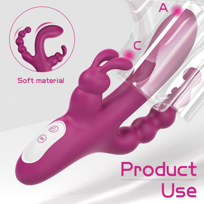 S-Hande Rabbit Vibrator With Beads Anal Plug Triple Motor Vibration