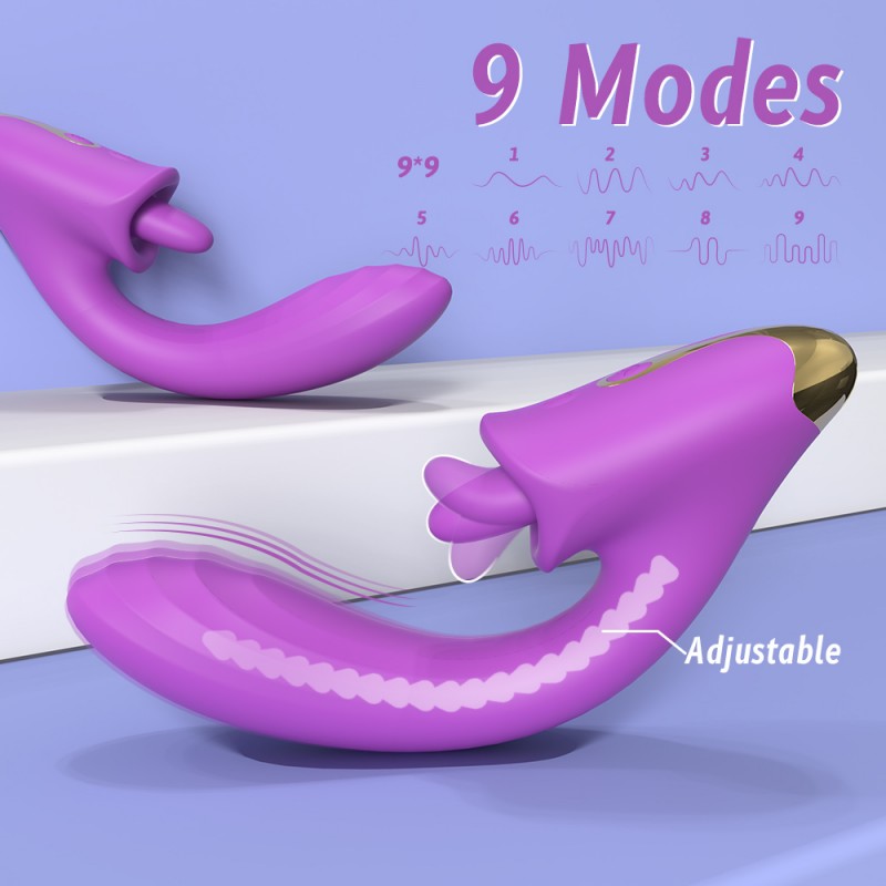 S-Hande Tongue Licking Vibrating Dildo Dual Stimulus