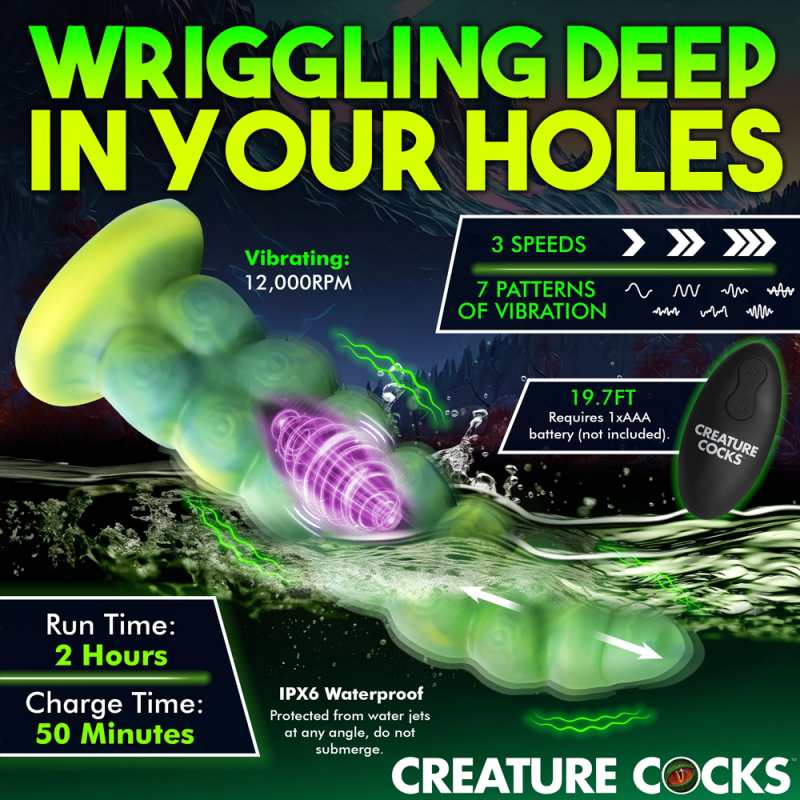 Tentacle Dildo Thrusting & Vibrating Silicone Worm Monster