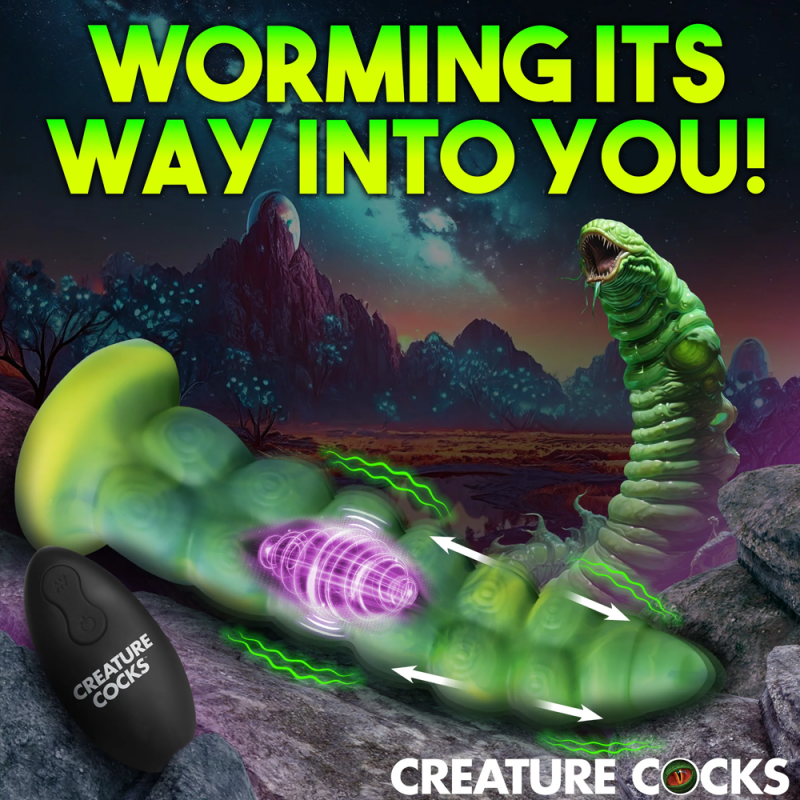 Tentacle Dildo Thrusting & Vibrating Silicone Worm Monster