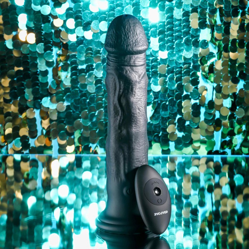 Black Thunder Vibrating Realistic Dildo with Remote2