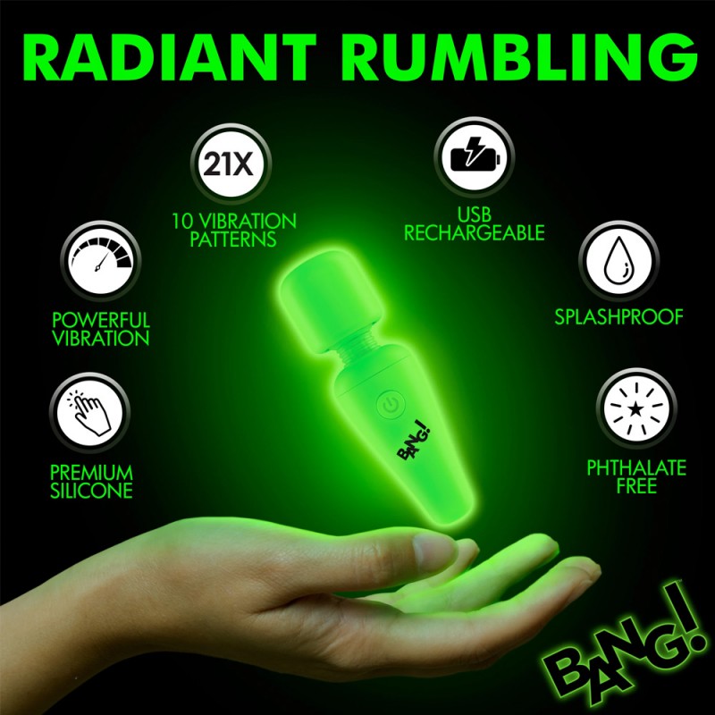 Bang! Glow-in-the-Dark Silicone Wand Clitoral Vibrator