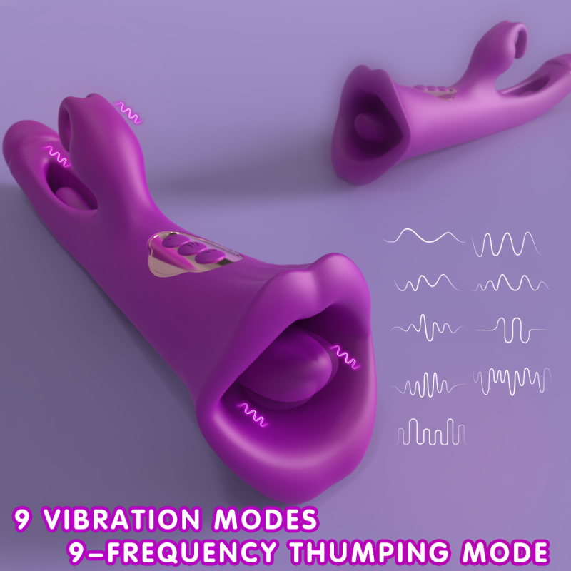 S-Hande Dual Ended Rabbit Vibrator with Tongue Licking & Flapping