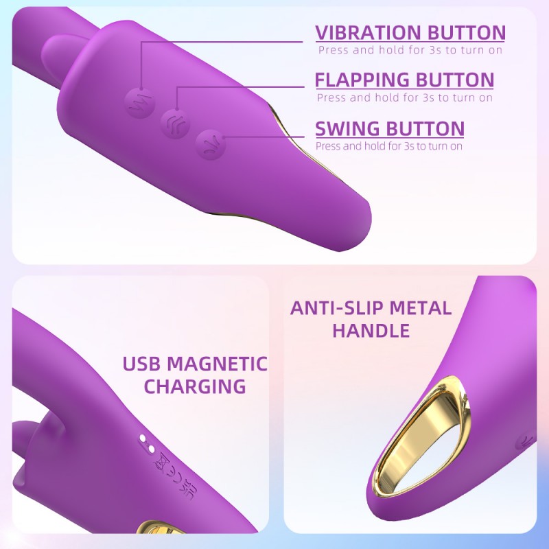 S-Hande 3 in 1 G Spot Vibrator with Tongue Licking Flapping