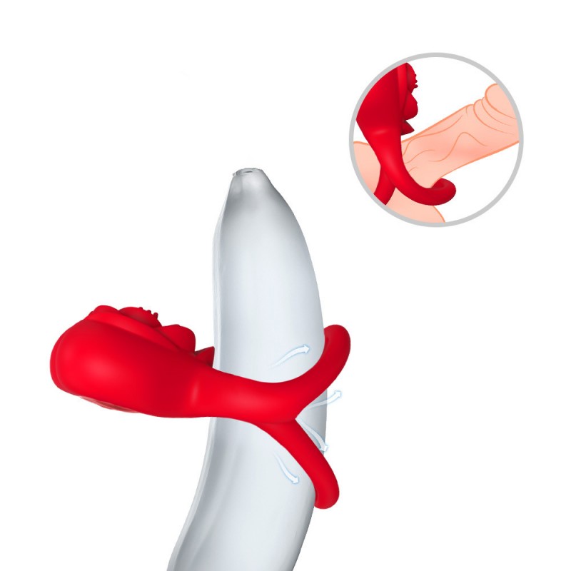 Vibrating Cock Ring with Rose Clitoral Stimulator Couples Vibrator1