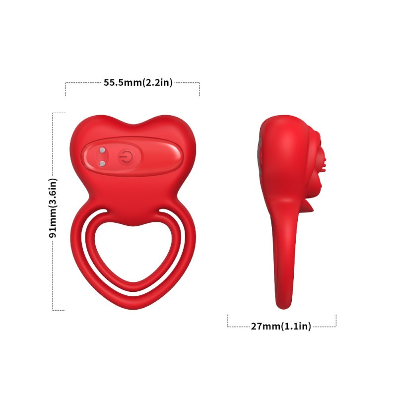 Vibrating Cock Ring with Rose Clitoral Stimulator Couples Vibrator5