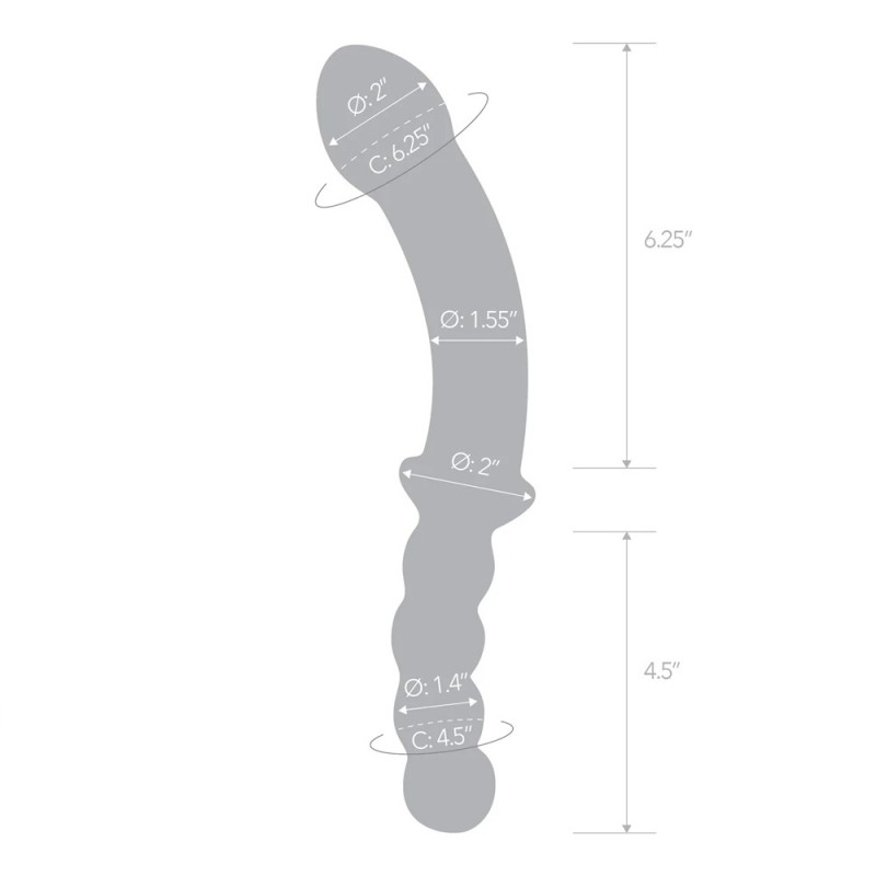 Gläs Girthy Double Sided Dong With Anal Bead Grip Handle