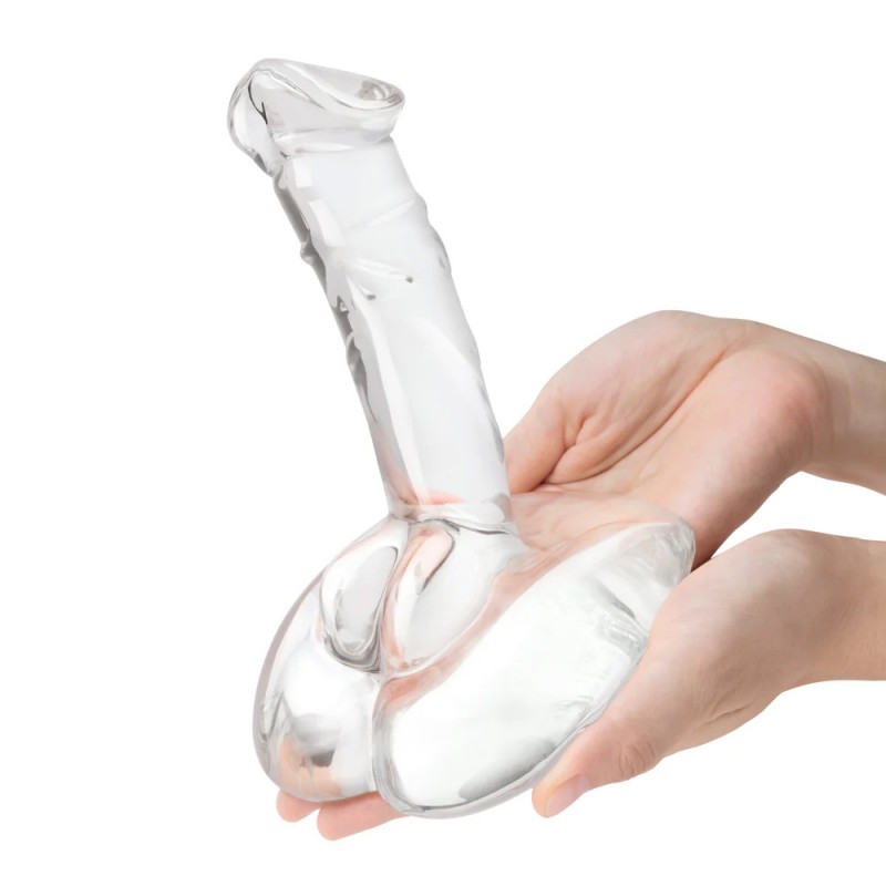 Gläs Girthy Double Sided Dong With Anal Bead Grip Handle