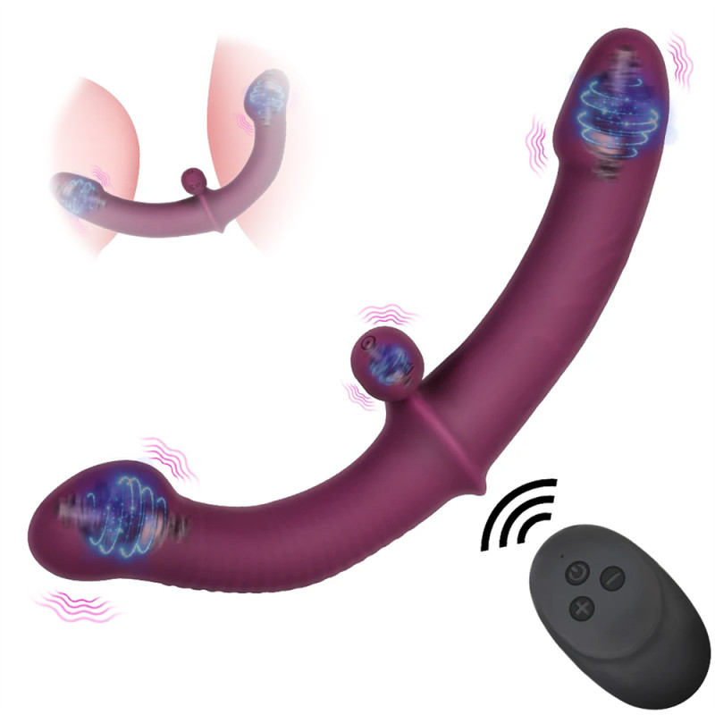 Lesbian Double Ended Dildo Vibrator with Remote for couple play