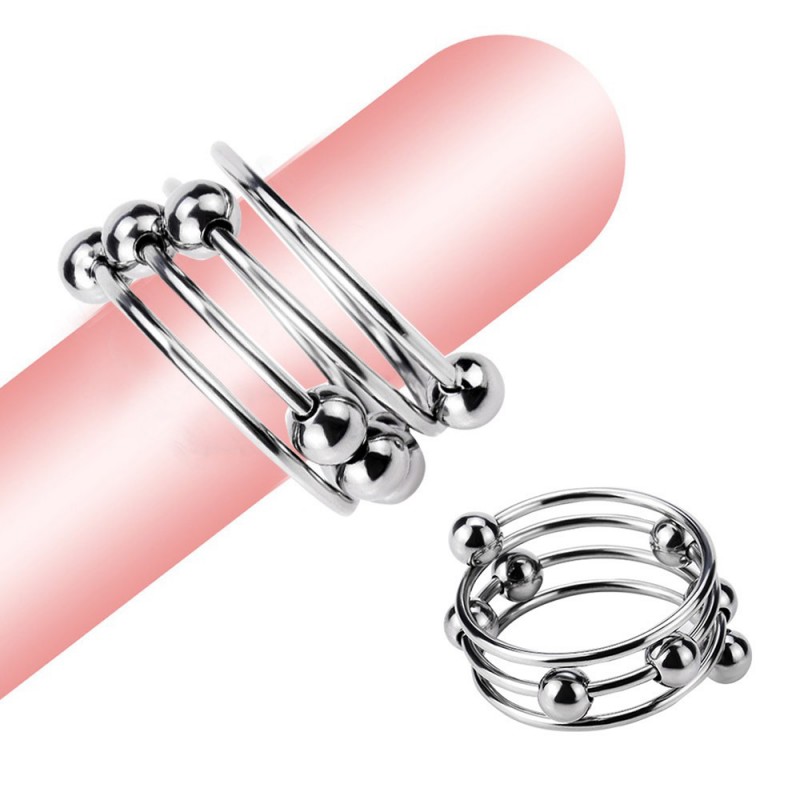 Cock Ring Metal Sliding With Beads Sex Toys Male Peni Rings