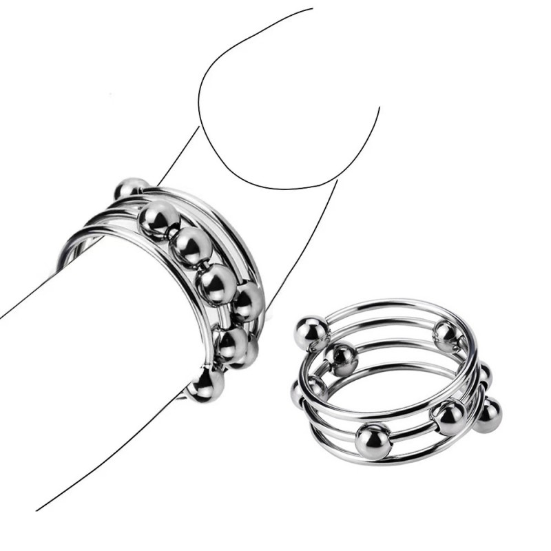 Cock Ring Metal Sliding With Beads Sex Toys Male Peni Rings