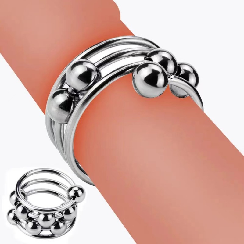 Cock Ring Metal Sliding With Beads Sex Toys Male Peni Rings