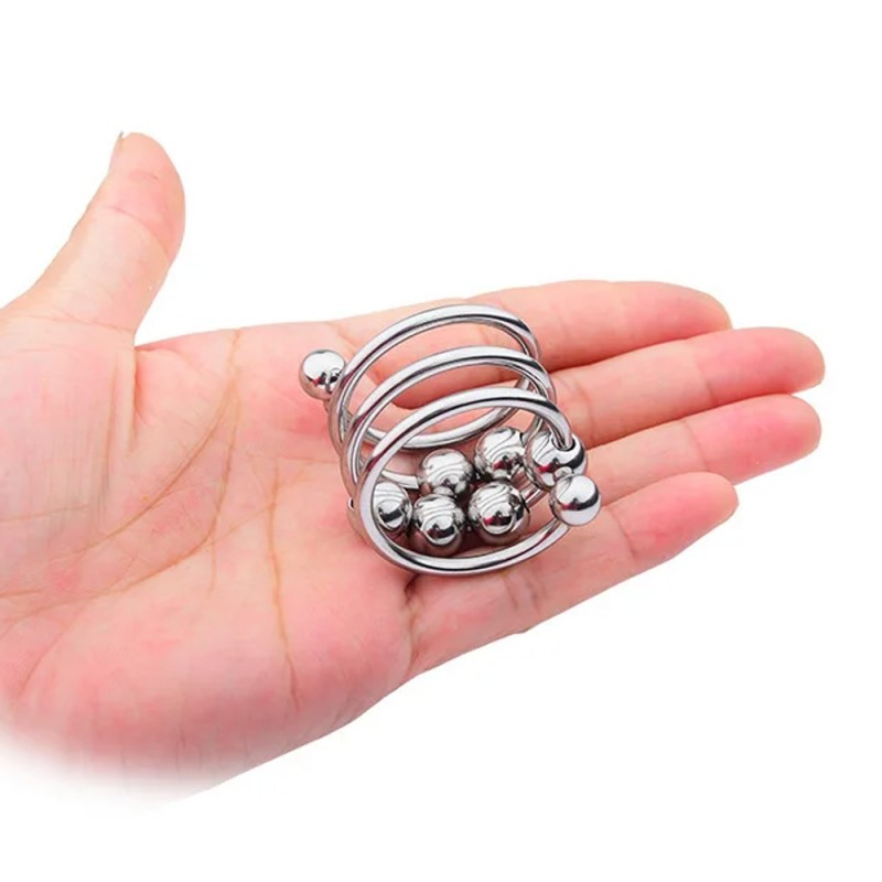 Cock Ring Metal Sliding With Beads Sex Toys Male Peni Rings