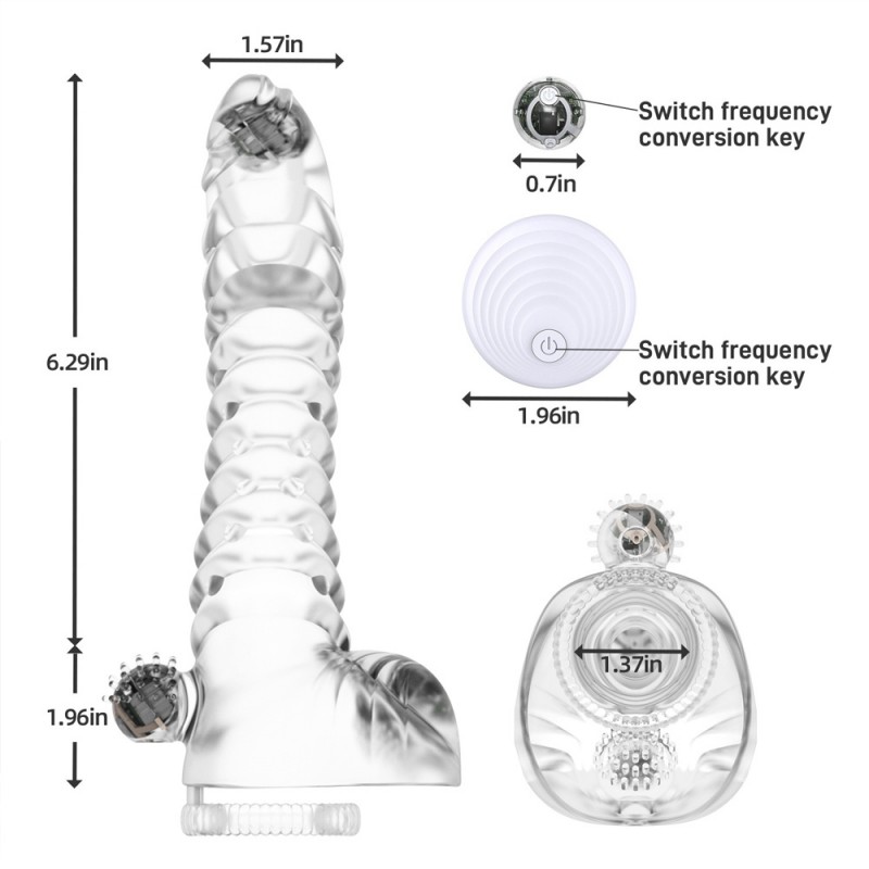 Vibrating Penis Sleeve Threaded Silicone with Remote Control