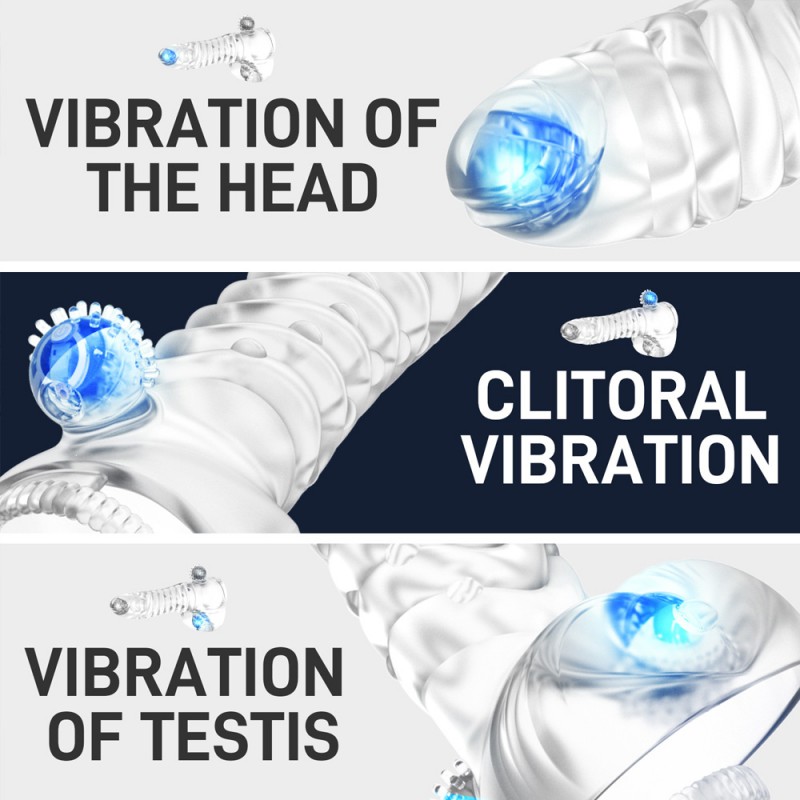 Vibrating Penis Sleeve Threaded Silicone with Remote Control