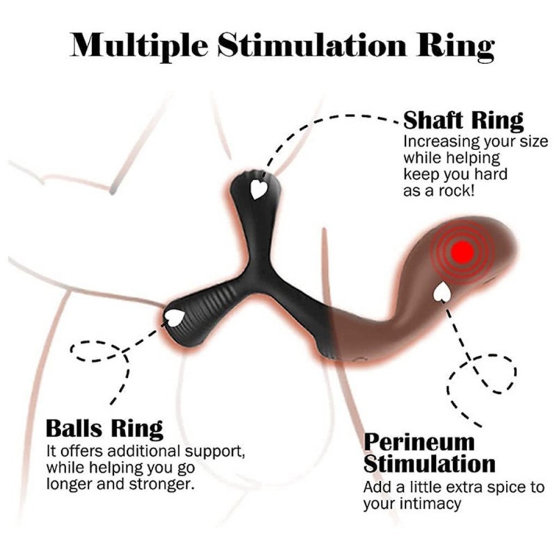 Prostate Massager Vibrating Triple Ring Penis Ring